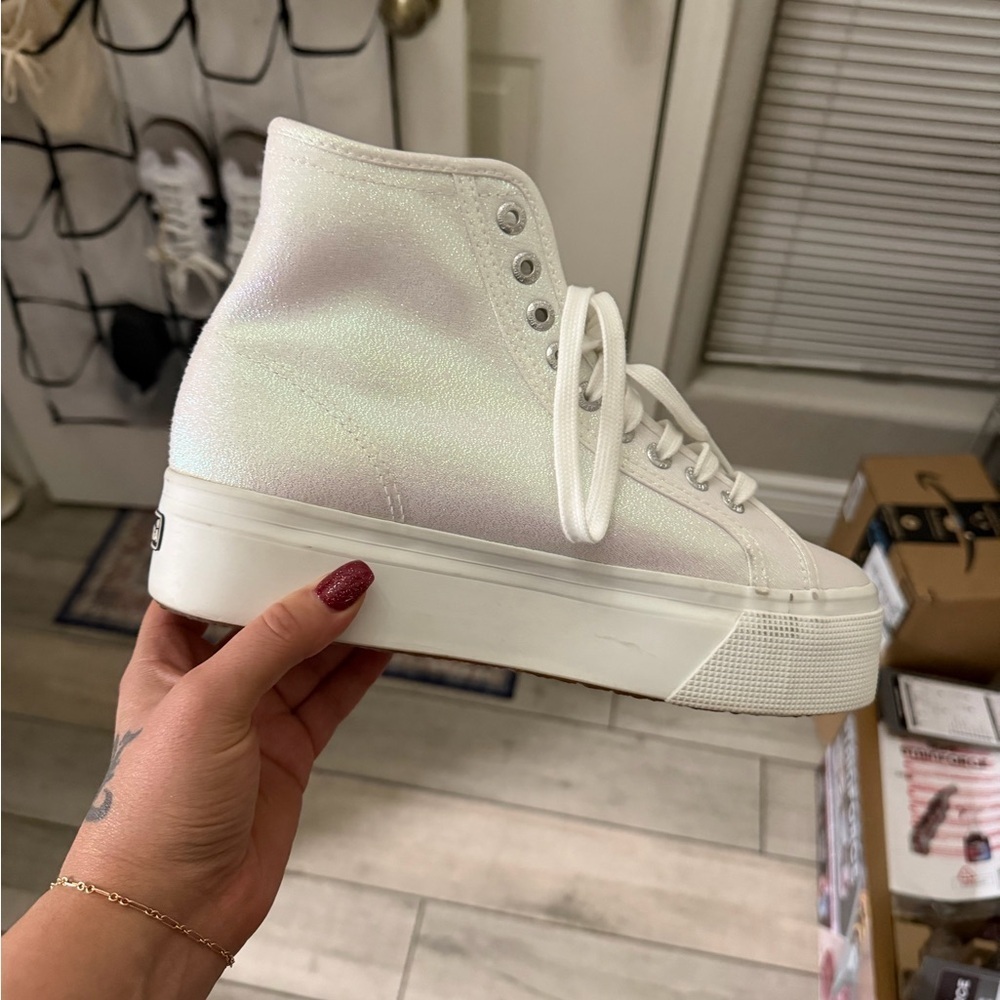 Superga Women's Iridescent White Platform Sneakers - Picture 10 of 13
